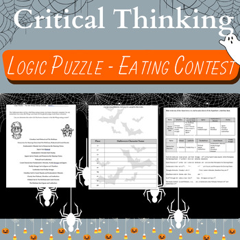 Preview of Halloween Logic Puzzle - Creative Thinking - Bat Wings Eating Contest