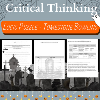 Preview of Halloween Logic Puzzle - Creative Thinking - Tombstone Bowling League