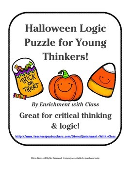 Preview of Halloween Logic Puzzle for Young and Gifted Thinkers!