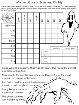 Halloween Logic Puzzles ~ 5 Puzzles ~ No Prep by Secret Stash TpT