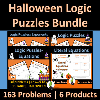 Preview of Halloween Logic Puzzles | Algebra | Logic | Exponents | Factoring