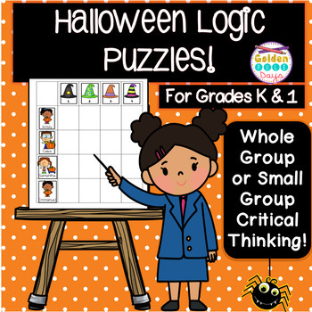 Preview of Halloween Logic Puzzles Enrichment Activities Kindergarten 1st Grade