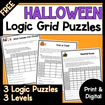 Preview of Halloween Logic Puzzles | Printable & Digital | Free