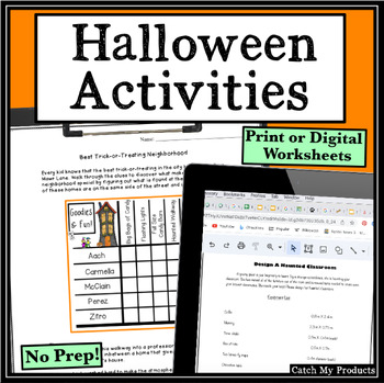 Preview of Halloween Logic Puzzles and Math Brainteasers Print or Digital Worksheets