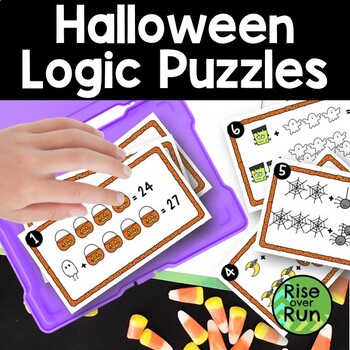 Preview of Halloween Logic Puzzles with Picture Equation Task Cards