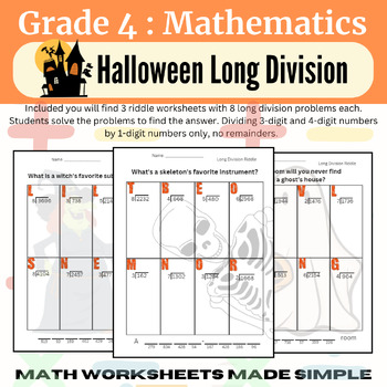 Preview of Halloween Long Division Practice