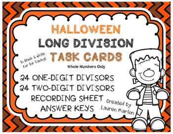 Preview of Halloween Long Division Task Cards - Differentiated