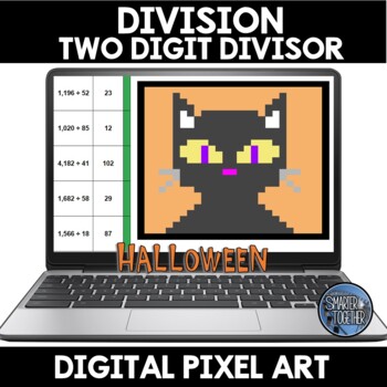 Preview of Halloween Long Division Two Digit Divisor Digital Pixel Art