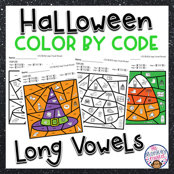 Preview of Halloween Long Vowel Sounds Color By Code