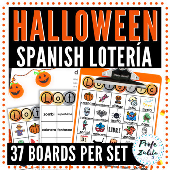 Preview of Halloween Lotería Game for Spanish Class | BINGO Activity