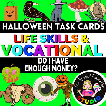 Preview of Halloween MATH Task Boxes Special Education Life Skills - Do I have Enough?