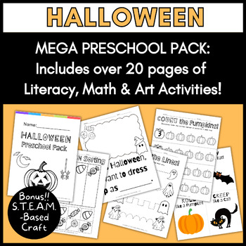 Preview of Halloween MEGA Preschool Pack | Early Literacy, Math, S.T.E.A.M. Activities