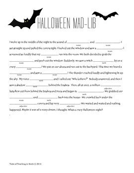 Preview of Halloween Mad Lib