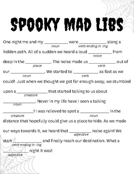 Preview of Halloween MadLibs