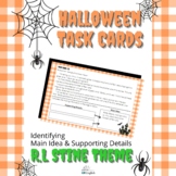 Halloween Main Idea Task Cards, Textual Evidence, R.L. Ste
