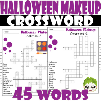 Halloween Makeup Crossword Puzzle All about Halloween Makeup Crossword