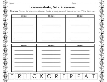 Preview of Halloween Making Words: Trick or Treat