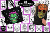 Halloween Mask Set - 28 printable masks - Fun Halloween Activity