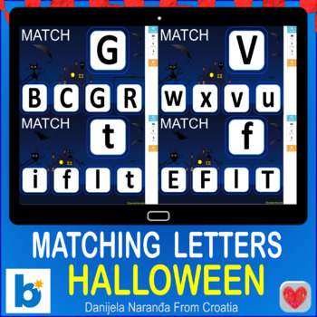 Preview of Halloween Match Matching Lowercase Uppercase Halloween Letters Bundle Boom™ Card