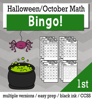 Preview of Halloween Math 1st Grade BINGO Game Bundle