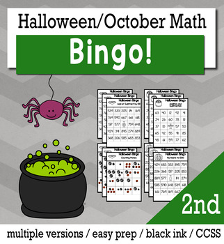 Preview of Halloween Math 2nd Grade BINGO Game Bundle