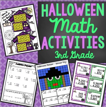 Preview of 3rd Grade Halloween Math Activities - Math Games, Activities, and Centers