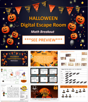 Preview of Halloween Math 4th, 5th, 6th Grade Math Digital Escape Room Breakout