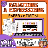 Halloween Math 4th, 5th Evaluating Expressions Equations G