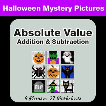 Halloween Math: Absolute Value: Addition & Subtraction - Math Mystery Pictures