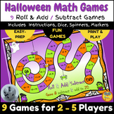 Halloween Math Activities- 9 October Roll & SUBTRACT or AD