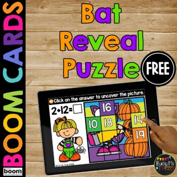 Preview of Halloween Math Activities Boom Cards™ Mystery Picture Reveal Puzzle FREEBIE
