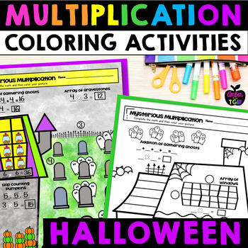 Preview of Halloween Math Activities Coloring Pages | October Multiplication Practice Facts