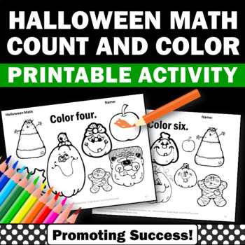Preview of Halloween Math Coloring Pages Counting to 10 Kindergarten Special Education