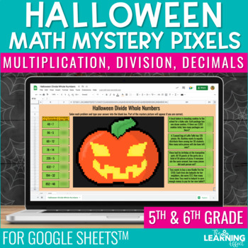 Preview of Halloween Math Activities Digital Pixel Art | Decimals Multiplication Division