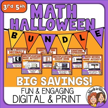 Preview of Halloween Math Activities Digital and Print BUNDLE Upper Elementary