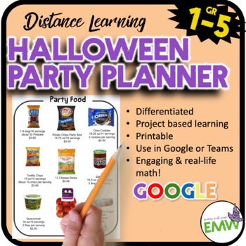 Preview of Halloween Math Activities Digital or Print Project Based Learning Party Planner