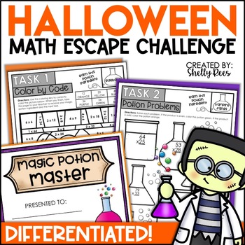 Preview of Halloween Math Activities Escape Room & Worksheets