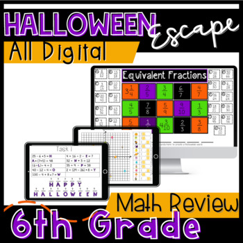 Preview of Halloween Math Activities | Halloween Math Escape Room | 5th Grade | 6th Grade
