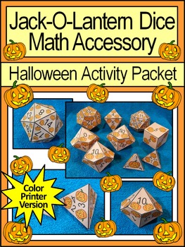 Preview of Halloween Math Activities: Jack-O-Lantern Dice Halloween Activity - Color