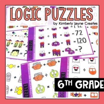 Preview of Halloween Math Activities Logic Puzzles 6th Grade Enrichment