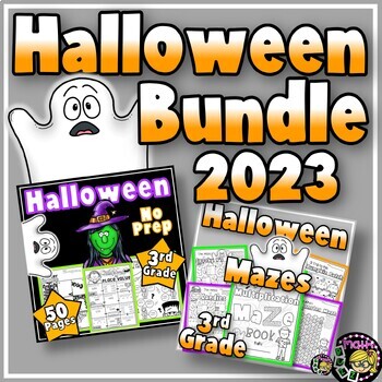 Preview of Halloween Math Activities October Bundle - 3.oa.7 Word Problems Multiplication