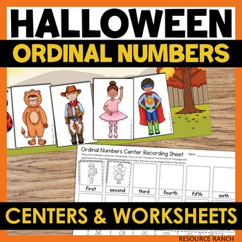 Preview of Halloween Math Activities Ordinal Numbers with Costume Kids