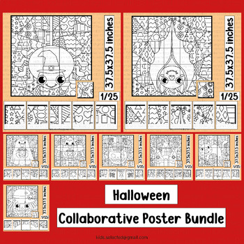 Preview of Halloween Math Activities Spider Bat Bulletin Board Craft Coloring Pages Poster