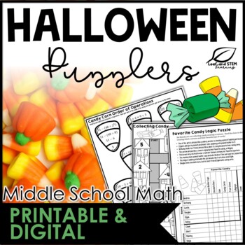 Preview of Halloween Math Activities for Middle School - Print & Digital