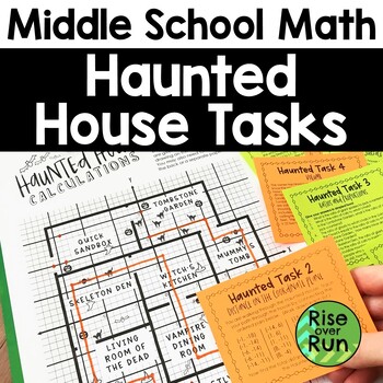 Preview of Halloween Math Activities for Middle School with Haunted House Floor Plan