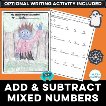 Preview of Halloween Math Activity Add & Subtract Mixed Numbers