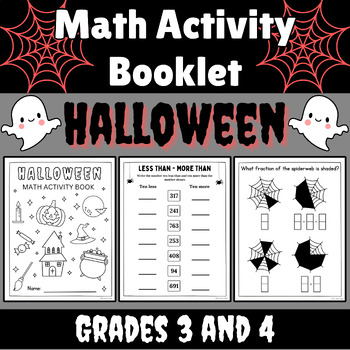 Preview of Halloween Math Activity Booklet Grade 3 and 4