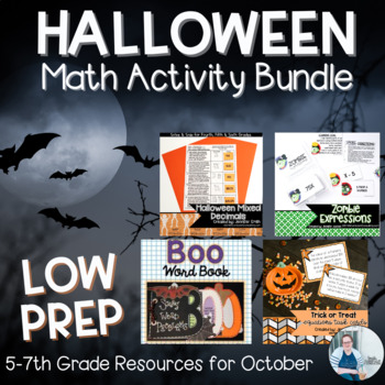 Preview of Halloween Math Activity Bundle - Decimals, Equations & Word Problems