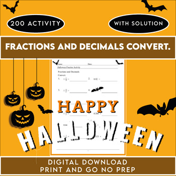 Preview of Halloween Math Activity - Fractions and Decimals Convert.