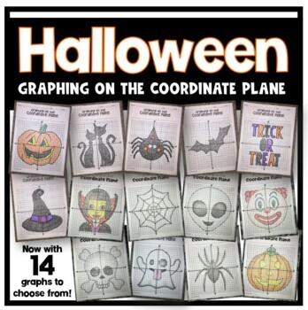 Preview of Halloween Math Activity Graphing on the Coordinate Plane Mystery Picture Bundle